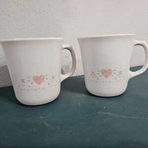 Vintage Corningware "Forever Yours" Mug Set of 2 Cottagecore Cute